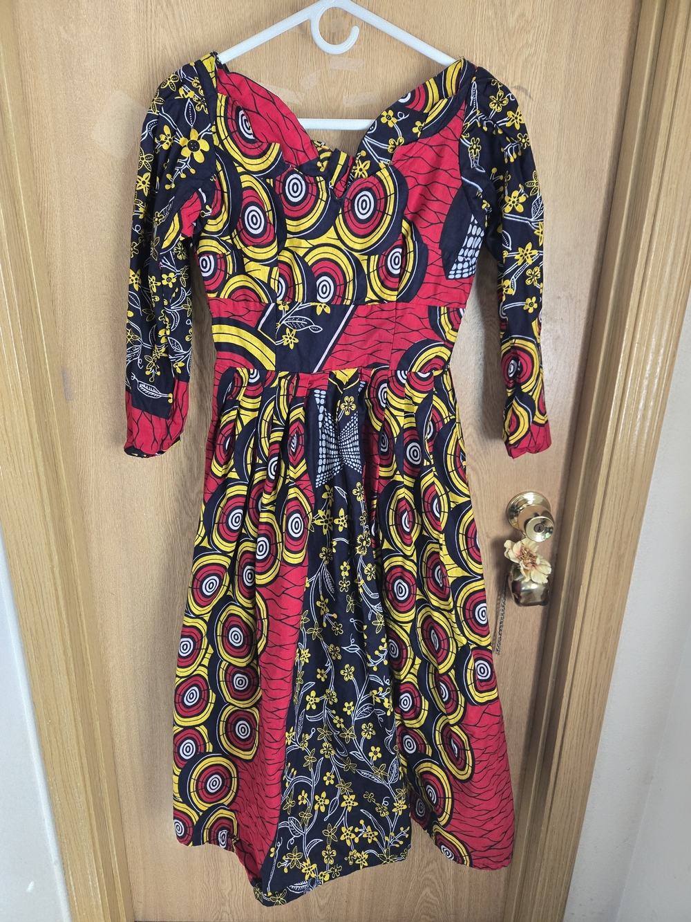 Women's African Vibrant Bold Colorful Eye-catching Print Long Handmade Dress